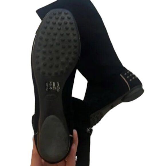 Tod's Gommino black suede flat high boots size 36.5 - Picture 10 of 13